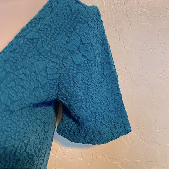 Forever 21 Teal Blue Rose Pattern Embroidered Lace Bodycon Mini Dress Nwt Size S - Picture 6 of 13